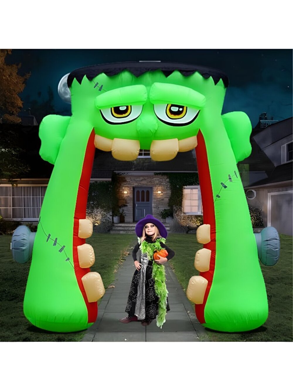 10FT Halloween Inflatable Frankenstein Archway, Halloween Monster Mouth Archway